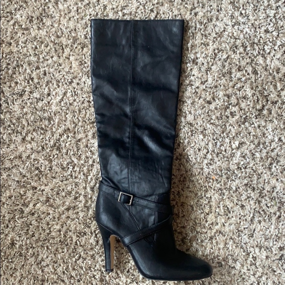 Leather knee high boots
